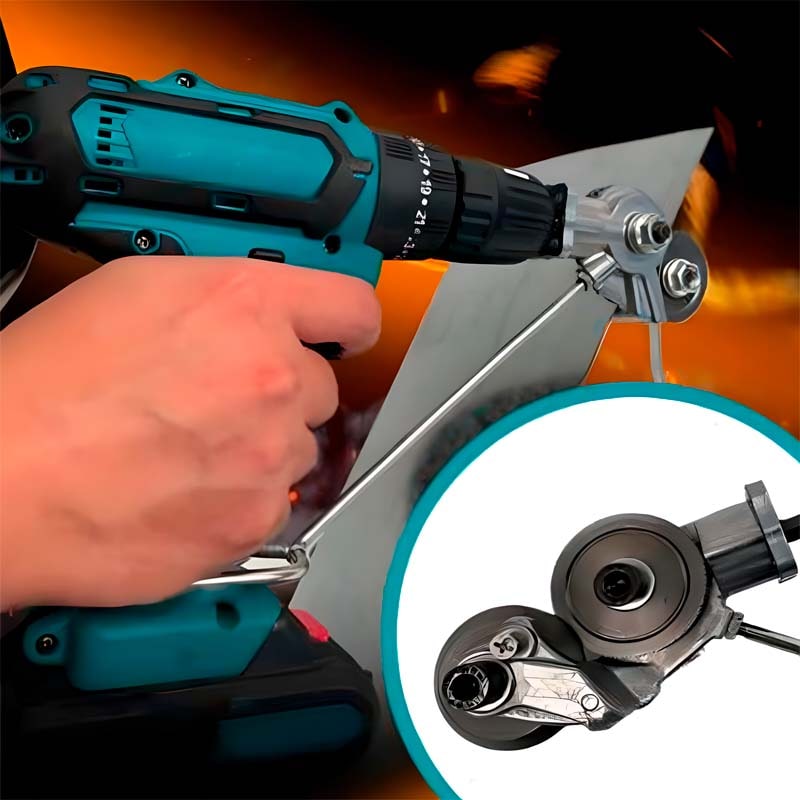 Cortadora de lámina metálica de doble cabezal – Precisa, rápida y segura para cualquier taladro inalámbrico