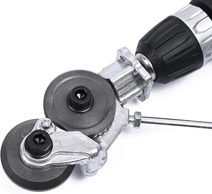 Cortadora de lámina metálica de doble cabezal – Precisa, rápida y segura para cualquier taladro inalámbrico