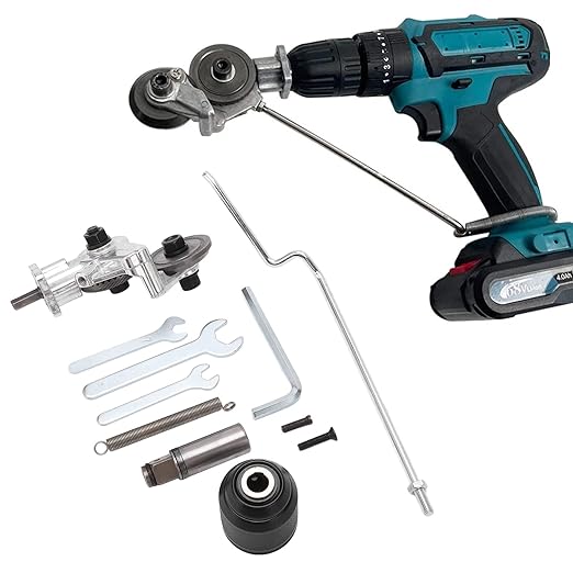 Cortadora de lámina metálica de doble cabezal – Precisa, rápida y segura para cualquier taladro inalámbrico